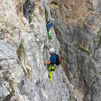 The Wall Climbing Route on the Torre Grande of Falzarego